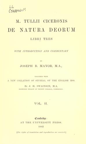 Cicero: De natura deorum, libri tres (1880, Univ. Press)