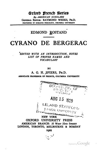 Edmond Rostand: Cyrano de Bergerac (1921, Oxford university press)