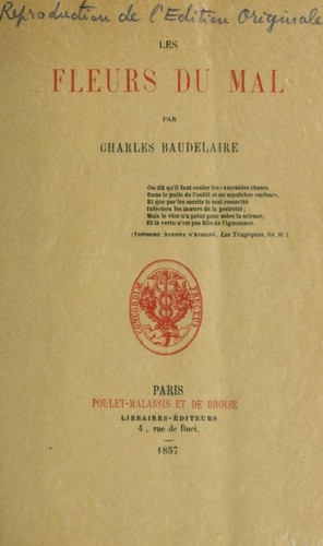 Charles Baudelaire: Les  fleurs du mal (French language, 1857, Poulet-Malassis et De Broise)