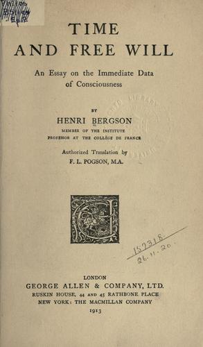 Henri Bergson: Time and free will (1913, Allen & Unwin)