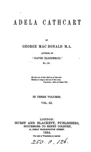 George MacDonald: Adela Cathcart. (1875, Loring)