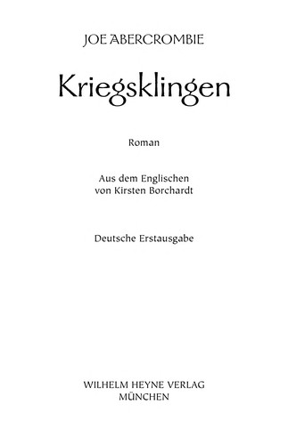 Joe Abercrombie: Kriegsklingen (German language, 2007, Heyne)