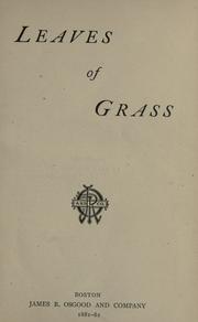 Walt Whitman: Leaves of Grass (1881, J. R. Osgood)