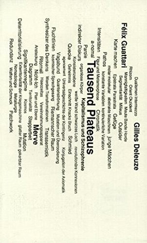 Felix Guattari, Gilles Deleuze: Tausend Plateaus. Kapitalismus und Schizophrenie (Paperback, 1992, Merve Verlag Gmbh)