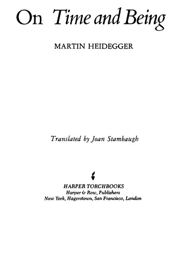 Martin Heidegger: On Time and Being (Paperback, 1977, Harpercollins (Short Disc))