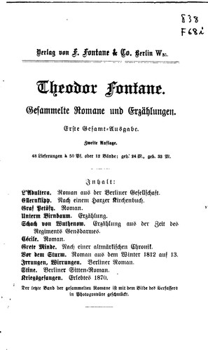 Theodor Fontane: Irrungen Wirrungen (1896, F. Fontane & co.)