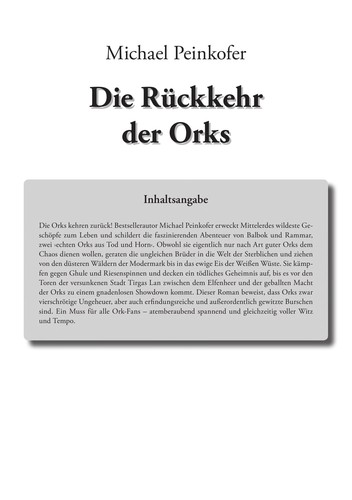 Michael Peinkofer: Die Rückkehr der Orks (German language, 2006, Piper)