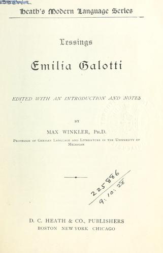 Gotthold Ephraim Lessing: Emilia Galotti. (1895, D.C. Heath)