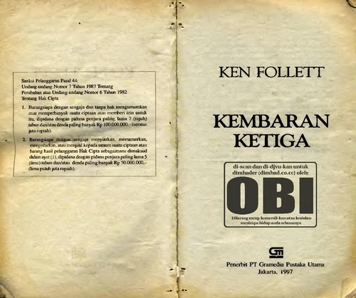 Ken Follett: Kembaran ketiga (Indonesian language, 1997, Gramedia Pustaka Utama)