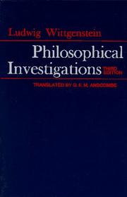 Ludwig Wittgenstein: Philosophical Investigations (1999, Prentice Hall)