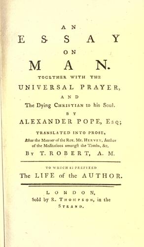 Alexander Pope: An essay on man (1761, Sold by R. Thompson)