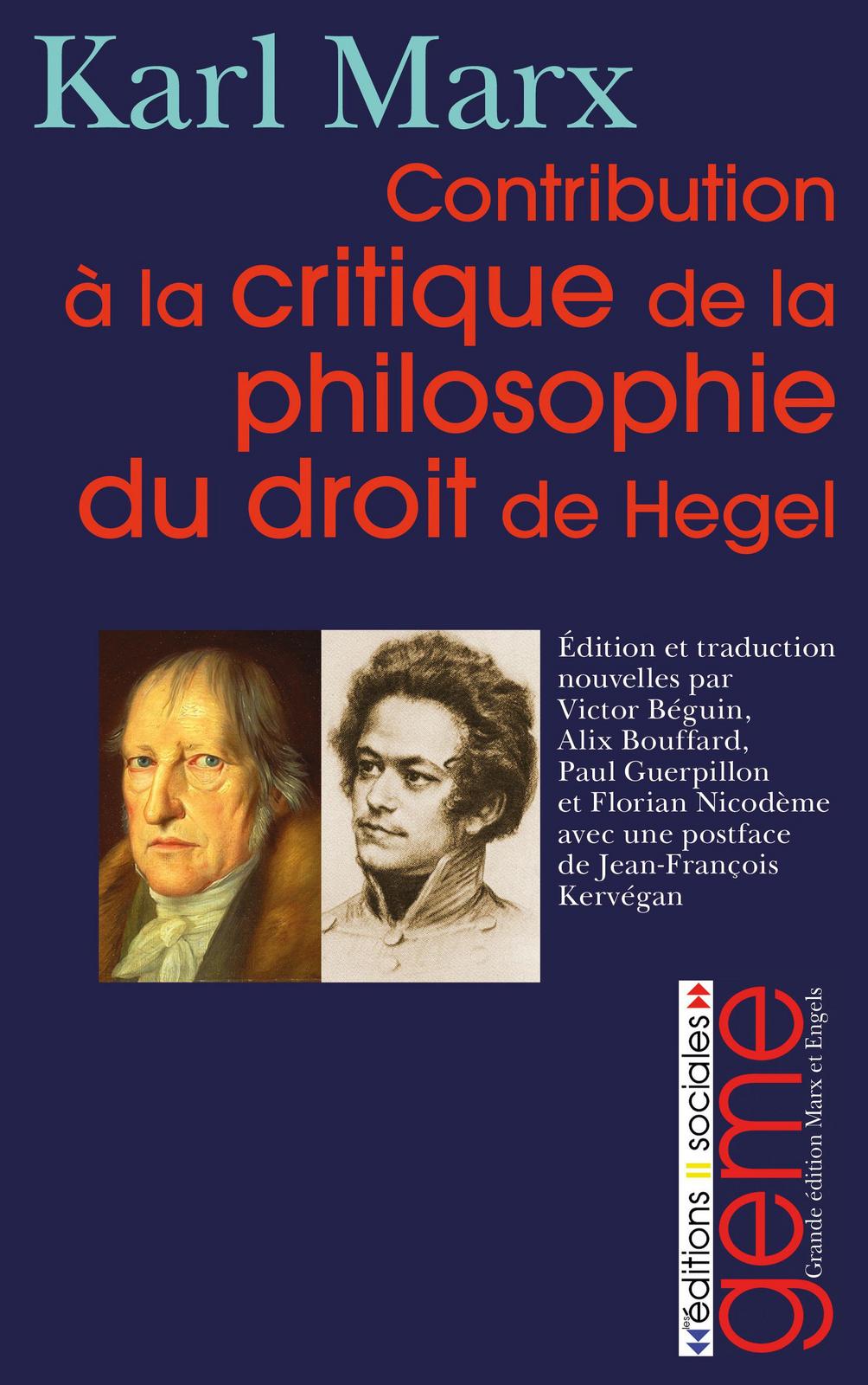 Karl Marx: Contribution à la critique de la philosophie du droit de Hegel (French language, Éditions sociales)