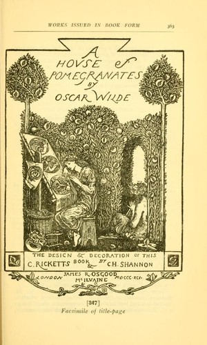 Oscar Wilde: A House of Pomegranates (Hardcover, 1891, James R. Osgood, McIlvaine & Co.)