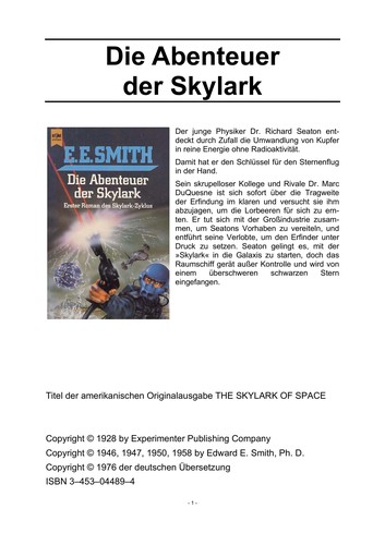 Die Abenteuer der Skylark (German language, 1991, Heyne)