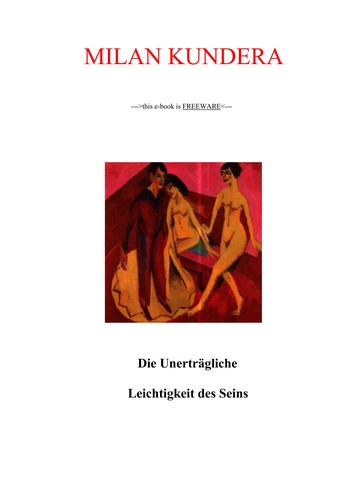 Milan Kundera: Die unerträgliche Leichtigkeit des Seins (German language, 1989, Niemeyer)