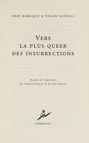 Fray Baroque, Tegan Eanelli, Fray Baroque: Vers la plus queer des insurrections (French language, 2016, Libertalia)