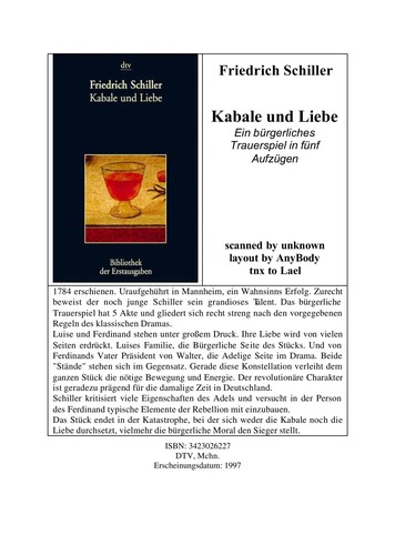 Friedrich Schiller: Kabale und Liebe (German language, 1997, Deutscher Taschenbuch Verlag)