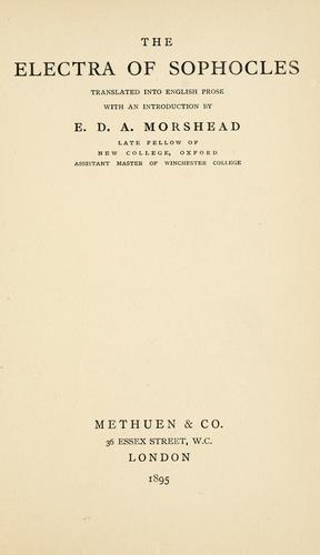 Sophocles: The Electra of Sophocles (1895, Methuen)