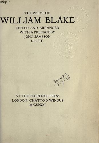 William Blake: The poems of William Blake (1921, At the Florence Press, Chatto & Windus)