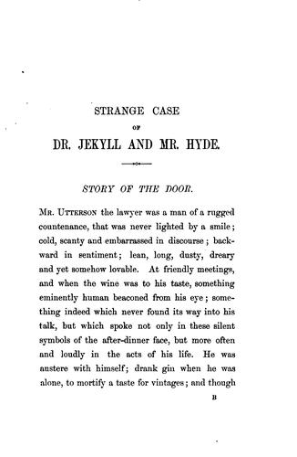 Strange case of Dr. Jekyll and Mr. Hyde. (1886, Longmans, Green)