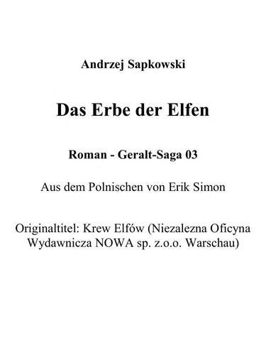 Andrzej Sapkowski: Das Erbe der Elfen (German language, 2009, Dt. Taschenbuch-Verlag)