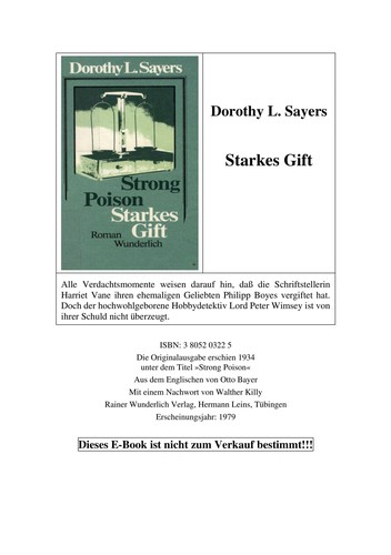 Dorothy L. Sayers: Starkes Gift (German language, 1980, Wunderlich)