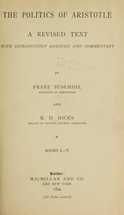 Αριστοτέλης: The politics of Aristotle, books 1-5 (Ancient Greek language, 1894, Macmillan)