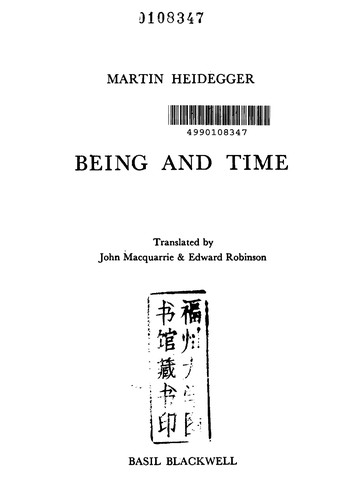Martin Heidegger: Being and time (1962, Harper and Row)