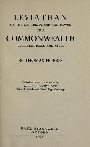 Thomas Hobbes: Leviathan (1946, B. Blackwell)