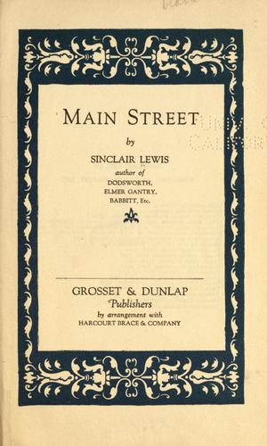 Sinclair Lewis: Main Street (1922, Grosset & Dunlap)