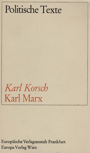 Karl Korsch: Karl Marx (German language, 1967, Europäische Verlagsanstalt)