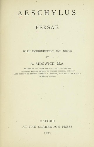 Aeschylus: Persae (1903, Clarendon Press)