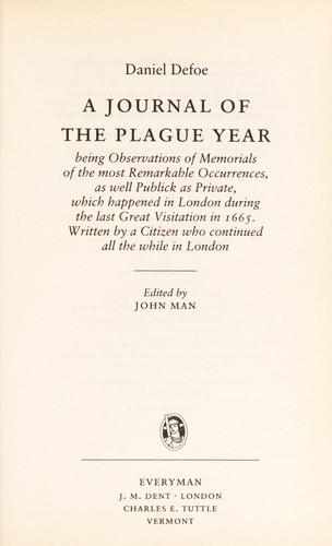 Daniel Defoe: Journal of the Plague Year (Everyman Paperback Classics) (1995, Everymans Library)