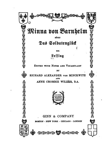 Gotthold Ephraim Lessing: Minna von Barnhelm (German language, 1961, Heath)