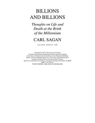 Carl Sagan: Billions and billions (Paperback, 1998, Ballantine Pub.)