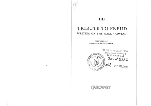 H. D.: Tribute to Freud (1985, Carcanet)