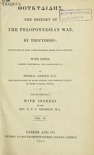 Thucydides: The history of the Peloponnesian War (Ancient Greek language, 1882, Parker)