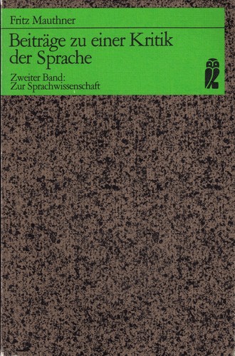 Fritz Mauthner: Zur Sprachwissenschaft (Paperback, German language, 1982, Ullstein Verlag)