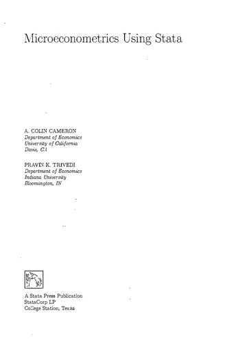 Adrian Colin Cameron: Microeconometrics using Stata (2009, Stata Press)
