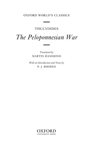 Thucydides: The Peloponnesian War (2009, Oxford University Press)