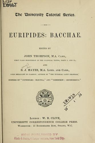 Euripides: Bacchae (1900, Cive)