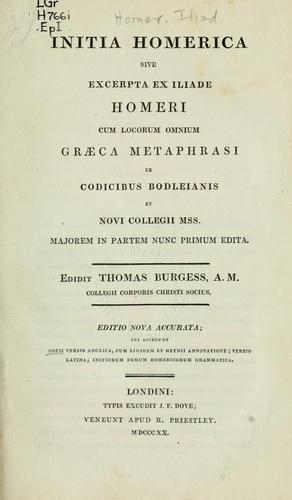 None None: Initia Homerica (Ancient Greek language, 1820, Dove)