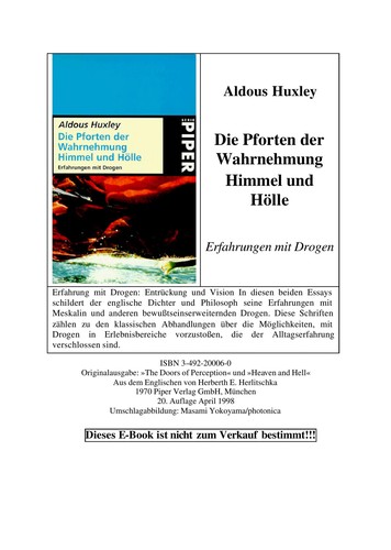 Aldous Huxley: Die Pforten der Wahrnehmung ; Himmel und Hölle (German language, 1997, Piper)