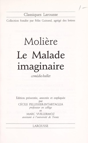 Le Malade Imaginaire (French language, 1990, Editions Larousse)