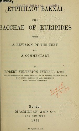 Euripides: The Bacchae (1892, Macmillan)