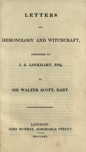 Sir Walter Scott: Letters on demonology and witchcraft (1830, J. Murray)