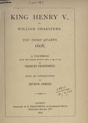 William Shakespeare: King Henry V (1886, C. Praetorius)