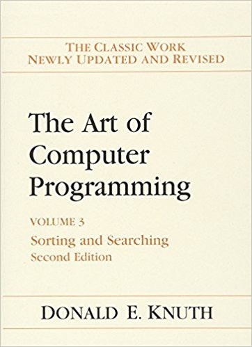 Donald Knuth: The Art of Computer Programming: Volume 3 (1968, Addison-Wesley Pub. Co.)