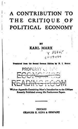 Karl Marx: A contribution to the critique of political economy. (1970, International Publishers)