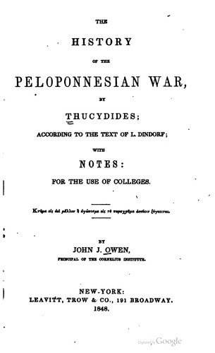 Thucydides: The history of the Peloponnesian war (1848, Leavitt, Trow & co.)